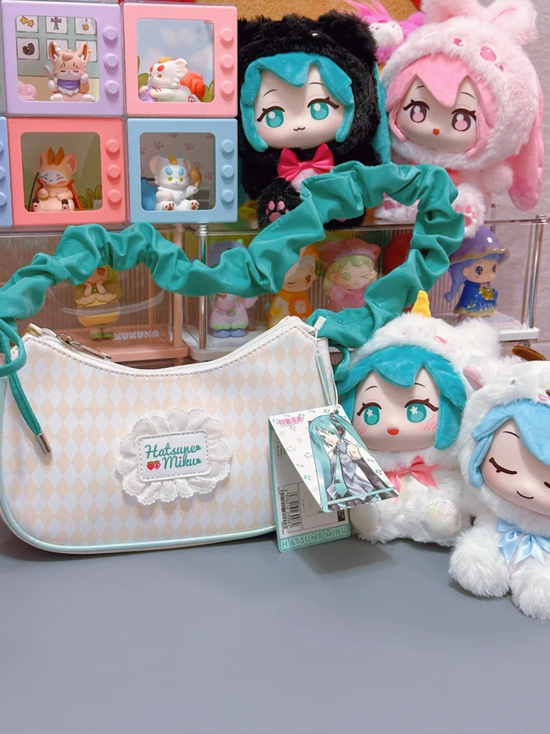 本物の公式-moeyu-初音ミク-初音ミク-スイートチェック柄シリーズ-ショルダー脇の下バッグ-アニメハンドバッグ-初音ミク-コレクタブル