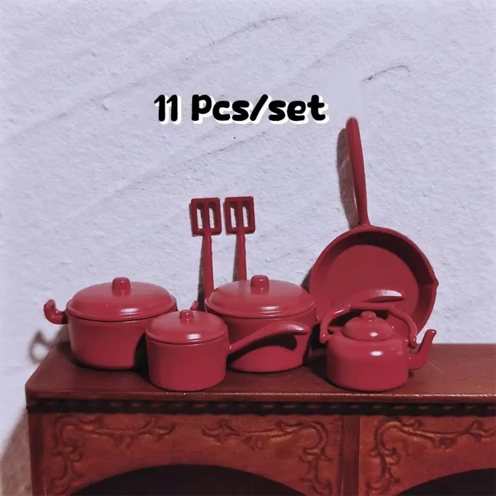 Kids Toy Frying Pan Dollhouse Kitchenware Shovel Kettle Playing House Doll Cooking Ware Lifelike 1:12 Minature Pot Micro Scene