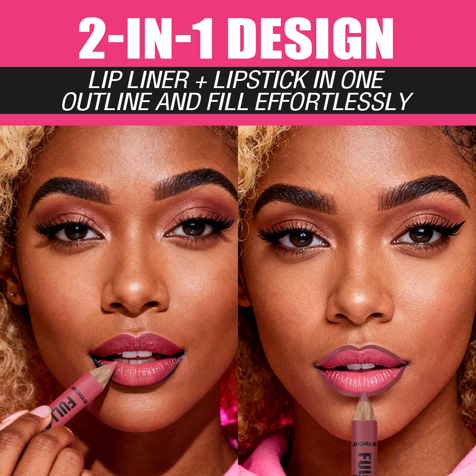 Matte Lip Liner, Lipstick, Wooden Pen Can Be Cut, Lip Liner Lasts for A Long Time,Does Not Stick To The Cup,Does Not Fade