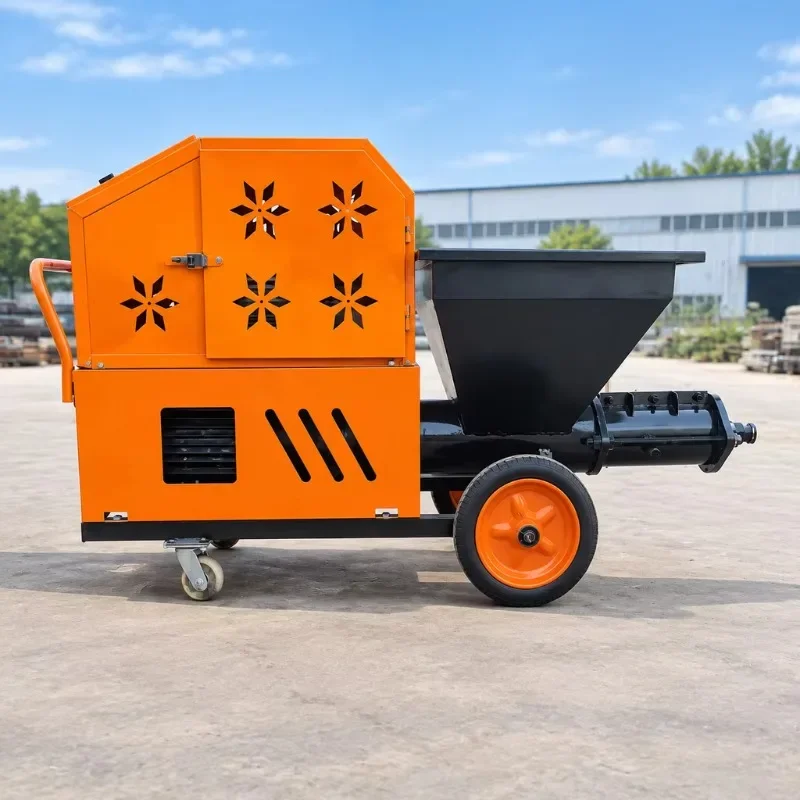 Labor-Saving 7.5KW 220V Mortar Sprayer with 100L Hopper 15m Vertical & 30m Horizontal Conveying 60 LPM Concrete Spraying Machine