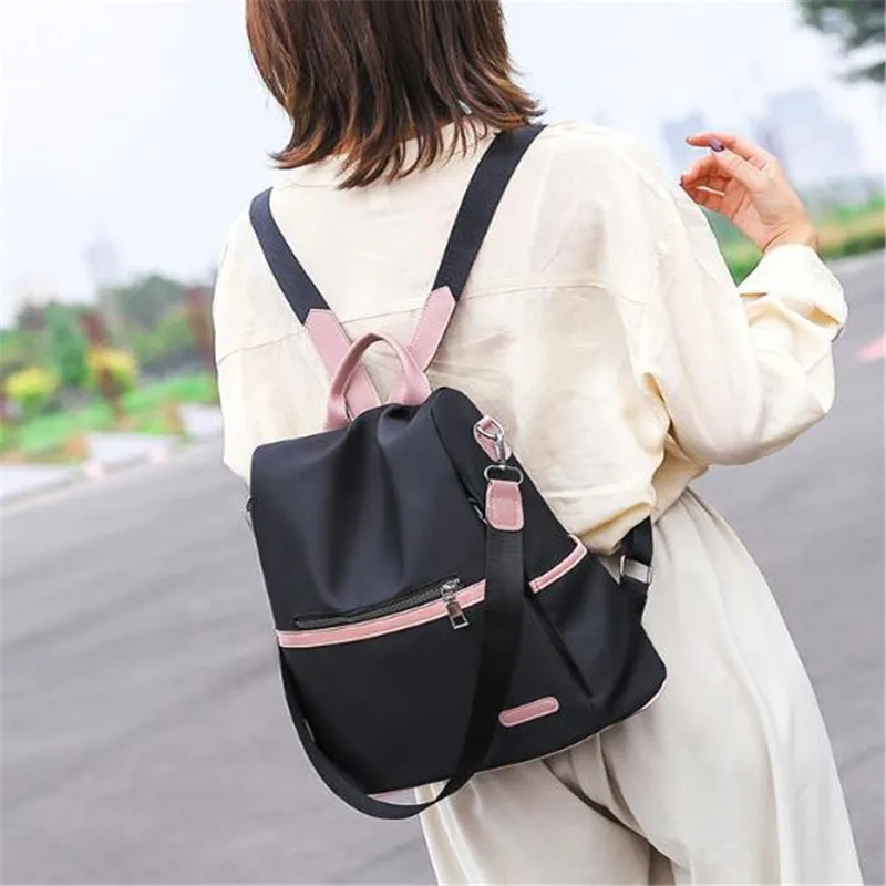 2024 Casual Oxford Backpack Women Black Waterproof Nylon School Bags for Teenage Girls High Quality Fashion Travel Tote Packbag