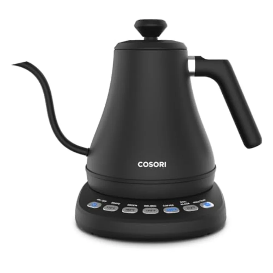 

Electric Gooseneck Kettle 1200W 0.8L with 5 Temperature Control Presets for Pour Over Coffee Tea 100 Stainless Steel Inner Lid