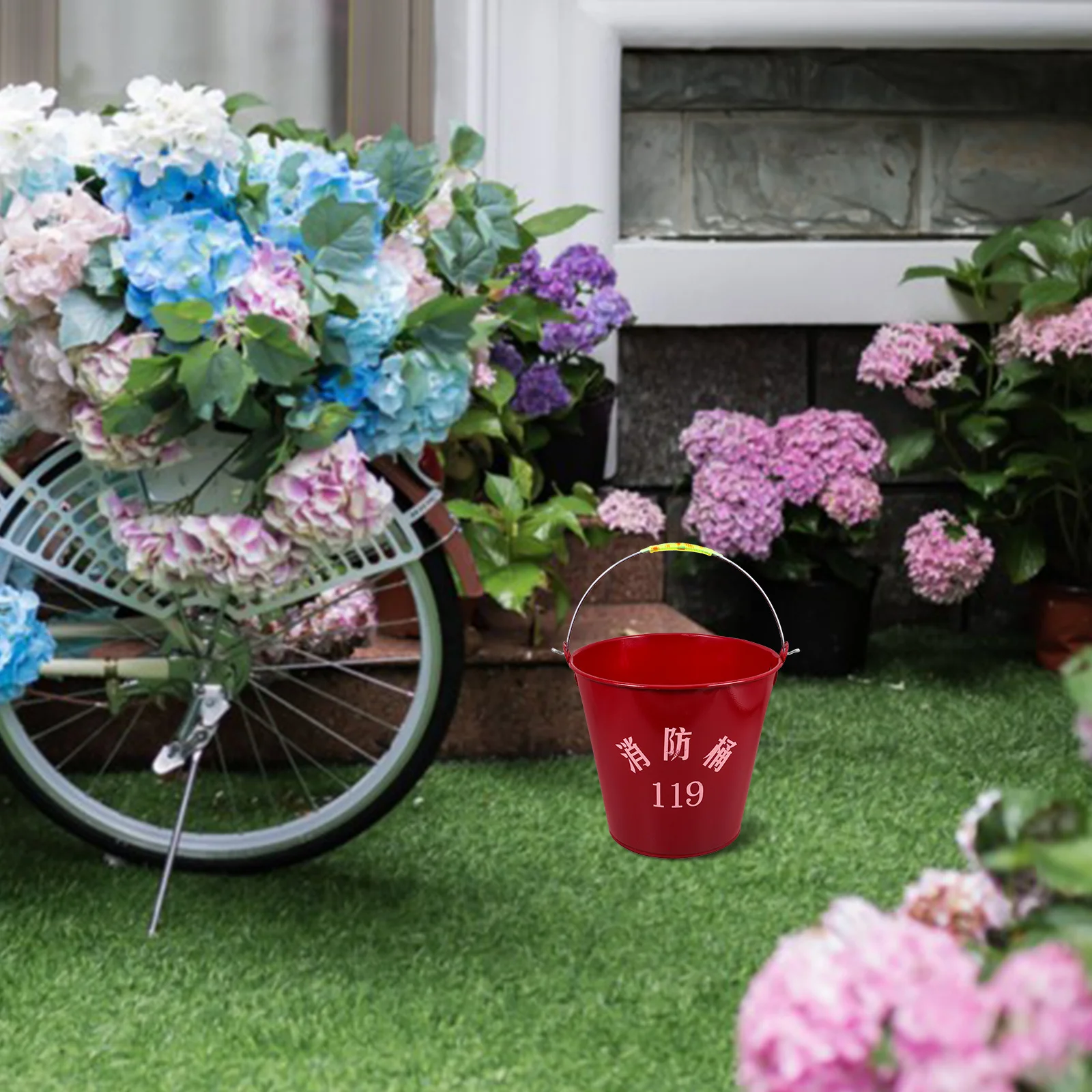 Fire Emergency Sand Bucket Iron Scratch Resistant Portable Handheld Utility Bucket Strong Bearing Capacity Metal Storage