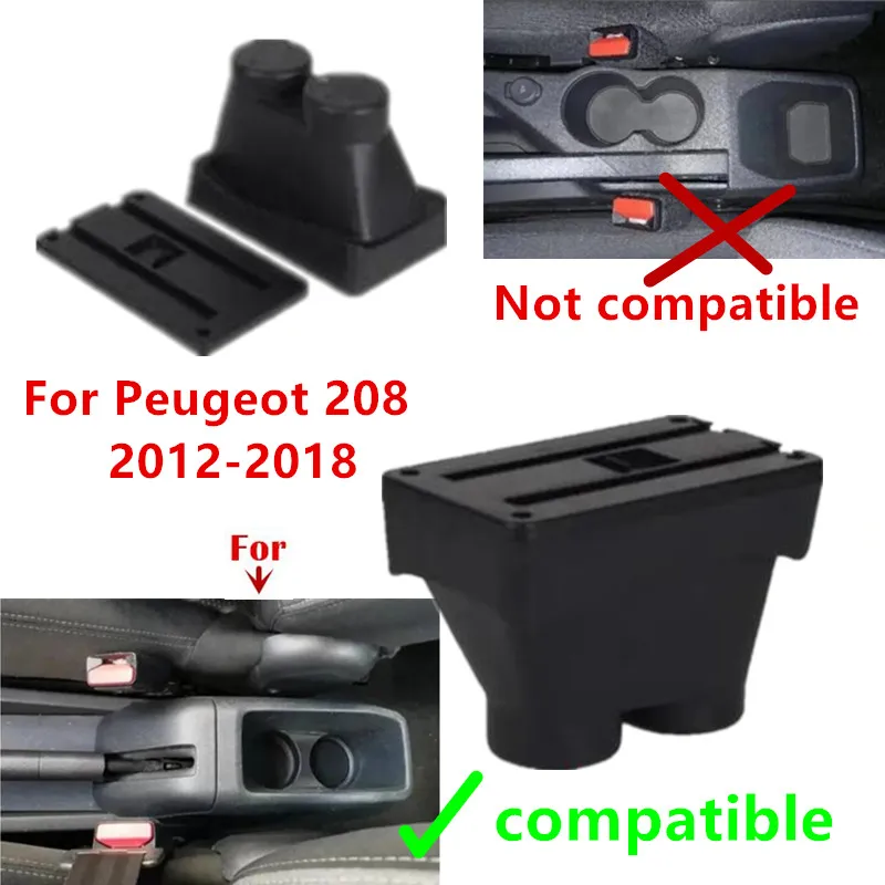 For Peugeot 208 Armrest Box For Peugeot 208 2012-2018 Car Armrest Storage Box Dedicated Retrofit parts Interior Car Accessories
