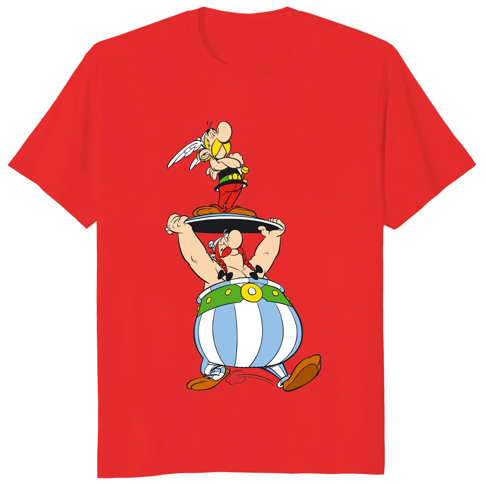 Popeye Asterix and Obelix Printed Cotton Short-sleeved T-shirt Street Wear Kawaii Men\'s and Women\'s Festival Can Be Summer Tops