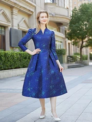 DEVCHATA Elegant Women Jacquard Long Maxi Dress Fashion Floral Ladies Party dresses New Arrival Evening Autumn Winter Clothing