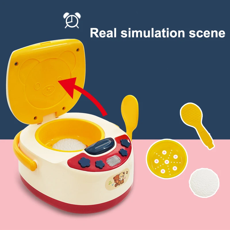 Children's Music Rice Cooker Toy Simulated Early Education Rice Cooker Model Children's Play House Kitchen Toy Birthday Gift