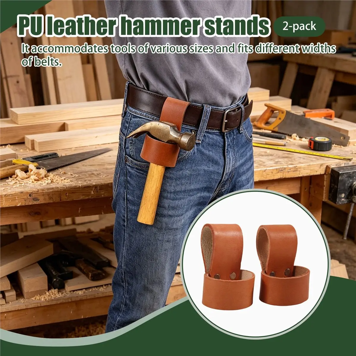 A50U Leather Hammer Stand, Premium Hammer Stand with Belt Loop, Multi-Tool Hammer Stand, Small Hammer Ax Holder Leather Case