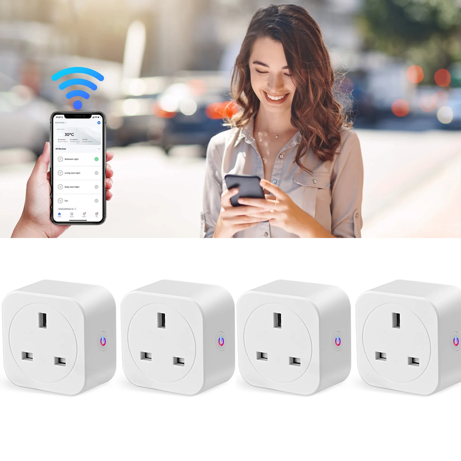 

16A/20A WIFI Wireless Control Smart Plug With Alexa & Google Assistant Energy Monitoring Smart Sockets With Timer CE&ROHS