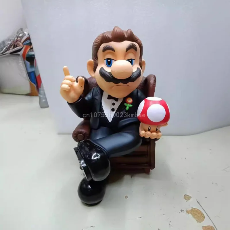 Super Mario Bros Figure The Godfather Action Figure Mario Puzo Figure Toys Collection Model 15.5cm Pvc Mushroom Birthday Gifts