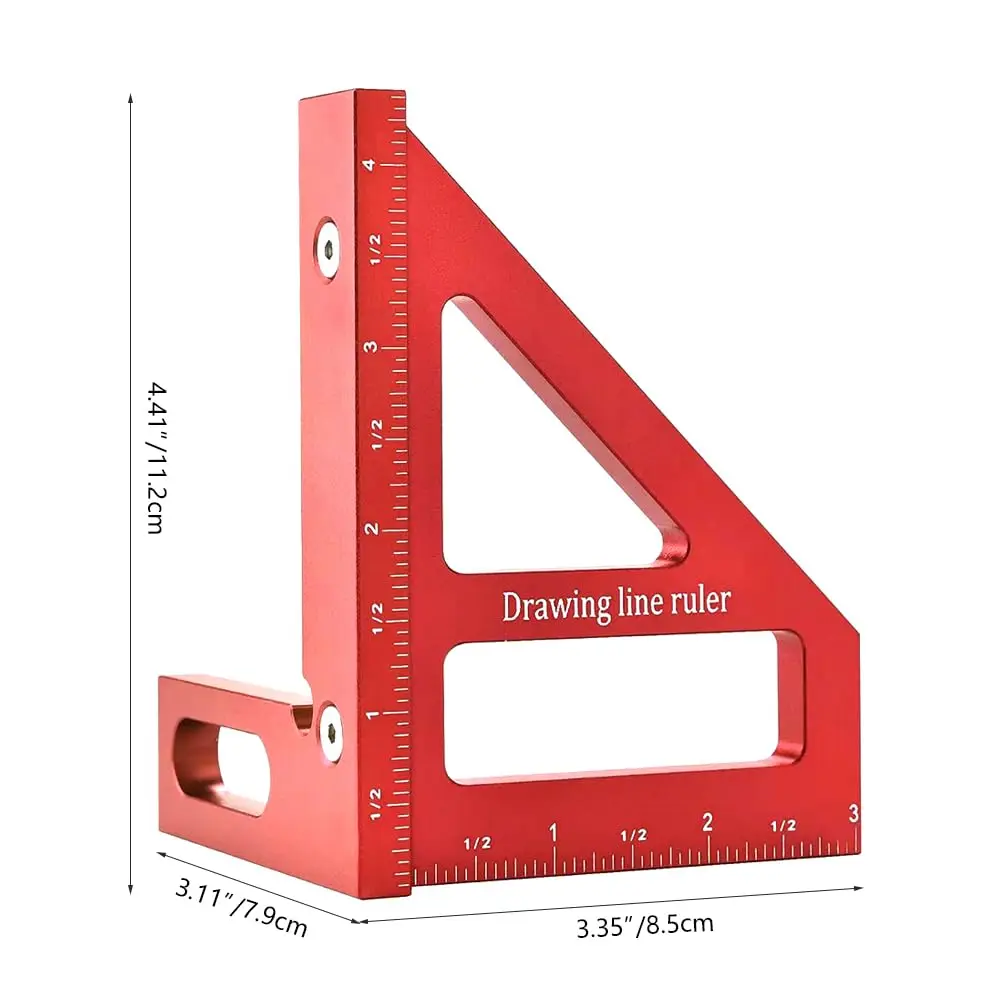 3D Multi-Angle Measuring Ruler Woodworking Square Protractor 45/90 Degree  Aluminum Alloy Miter Triangular Ruler Measuring Tool