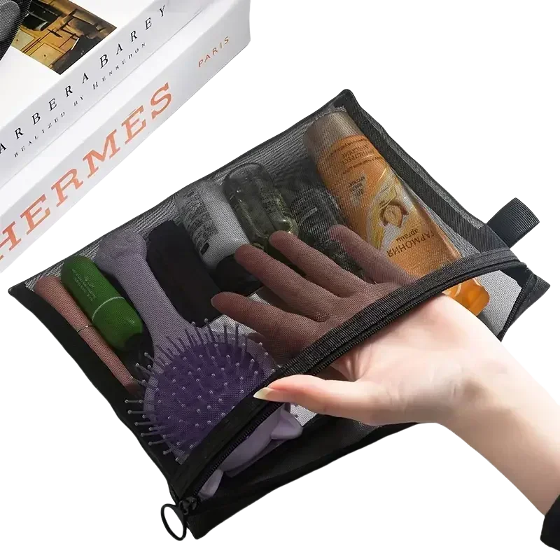 1/12 قطعة أكياس مستحضرات التجميل الشفافة الصغيرة الكبيرة حقيبة مستحضرات تجميل سوداء المحمولة السفر أدوات الزينة المنظم حالة أحمر الشفاه كيس التخزين