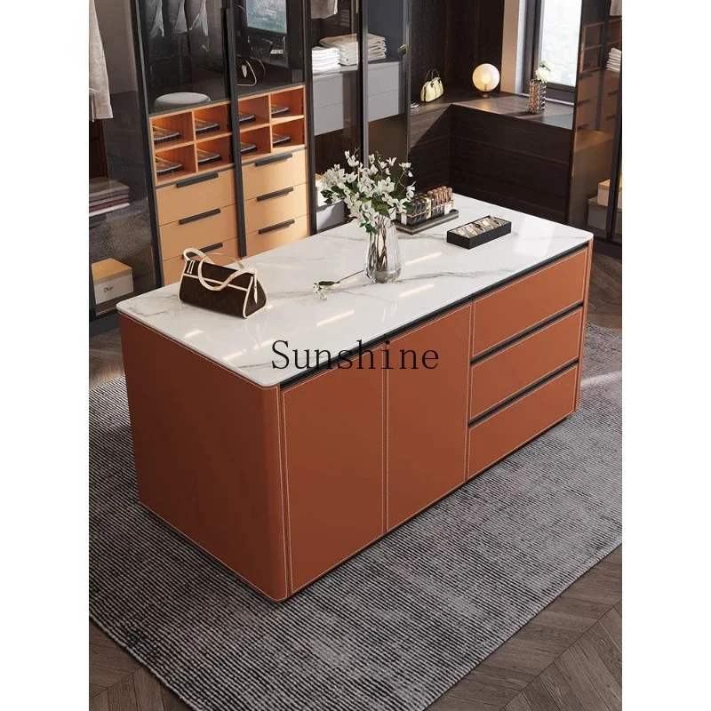 

Modern saddle leather high-end custom mid-island cabinet multi-functional jewelry storage display cabinet