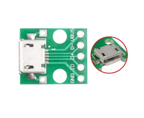 100pcs MICRO USB to DIP Adapter 5pin female connector B type pcb converter