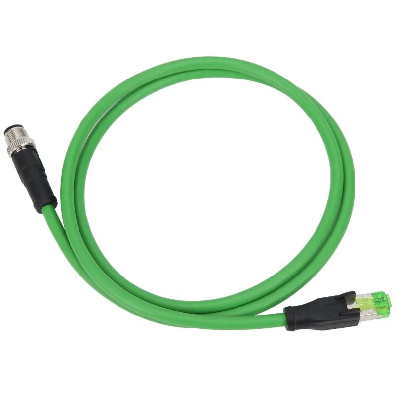 M12 To RJ45 Patch Cord 4Pin Networking Cable For Industrial Ethernet Applications IP67 Waterproof