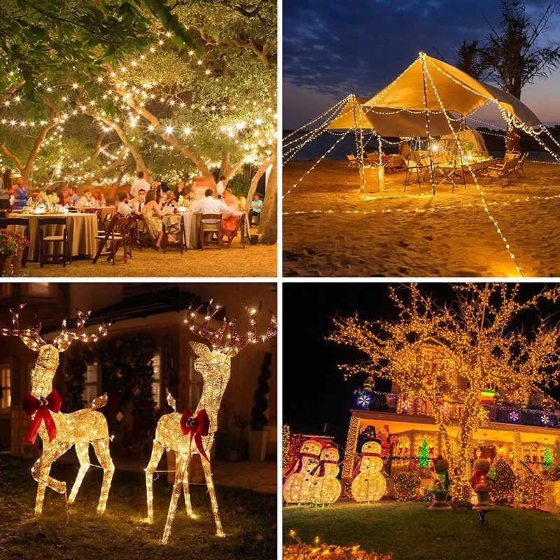 LED Solar Outdoor String Lights 8 Modes Waterproof Solar Fairy Garland Light For Tree Patio Garden Street Wedding Party Decora