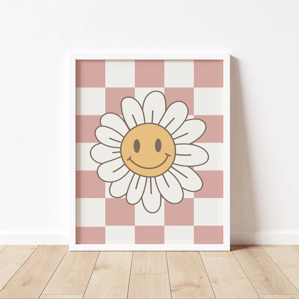 3pcs Groovy  Positive Affirmations Daisy Girls PowerWall Art Canvas Painting Posters For Nursery Kids Playroom Room Home Decor