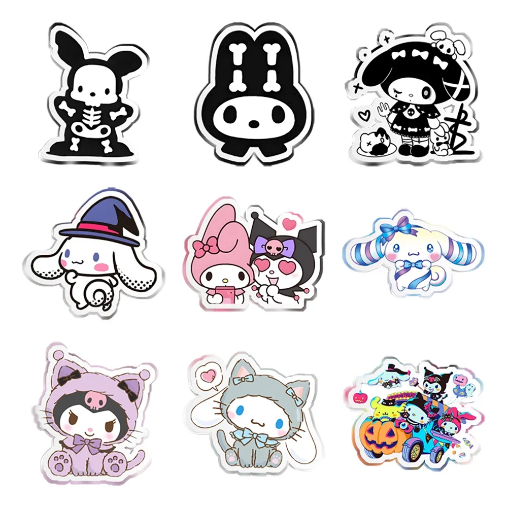 Mini resina planar acrílica transparente desenhos, artesanato, Sanrio, charactors, misto, conjuntos, 9pcs