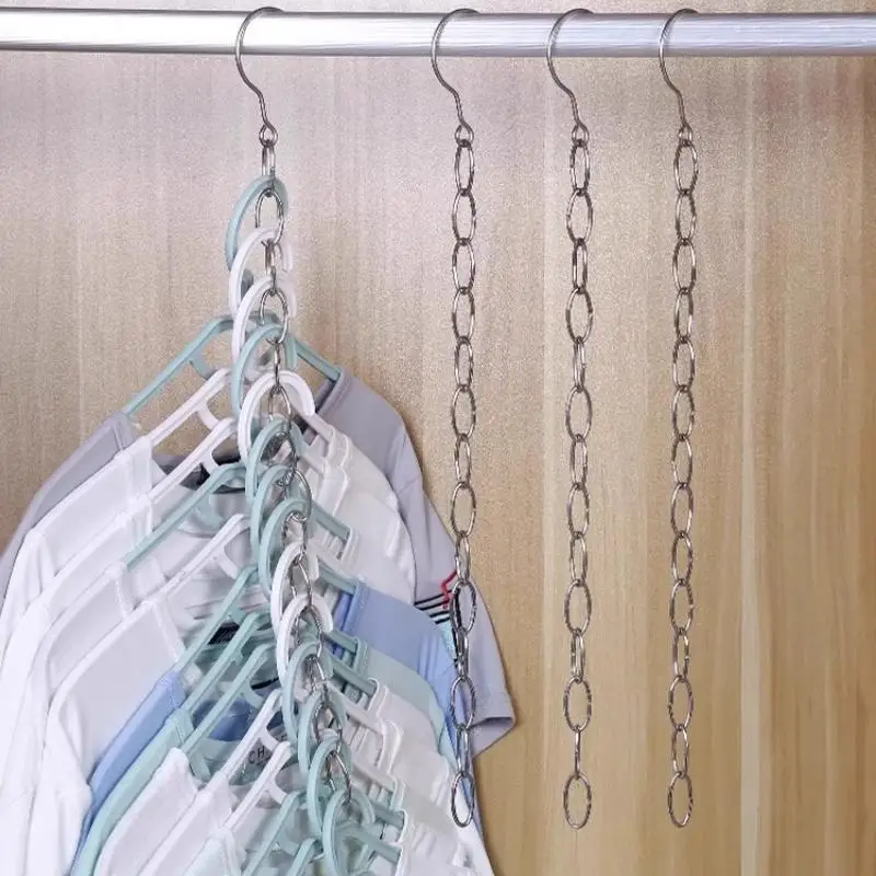 Multi Layer Clothes Hanger Chain Metal Space Saving Closet Organizer Hook Chain Wardrobe Clothing Storage Organization
