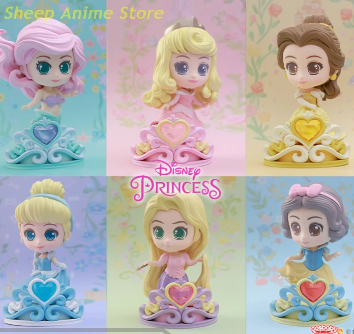 Original Disney Princess Q Ver. Figure 10cm Snow White Aurora Ariel Belle Rapunzel Cinderella Figurine Model Collection Gifts