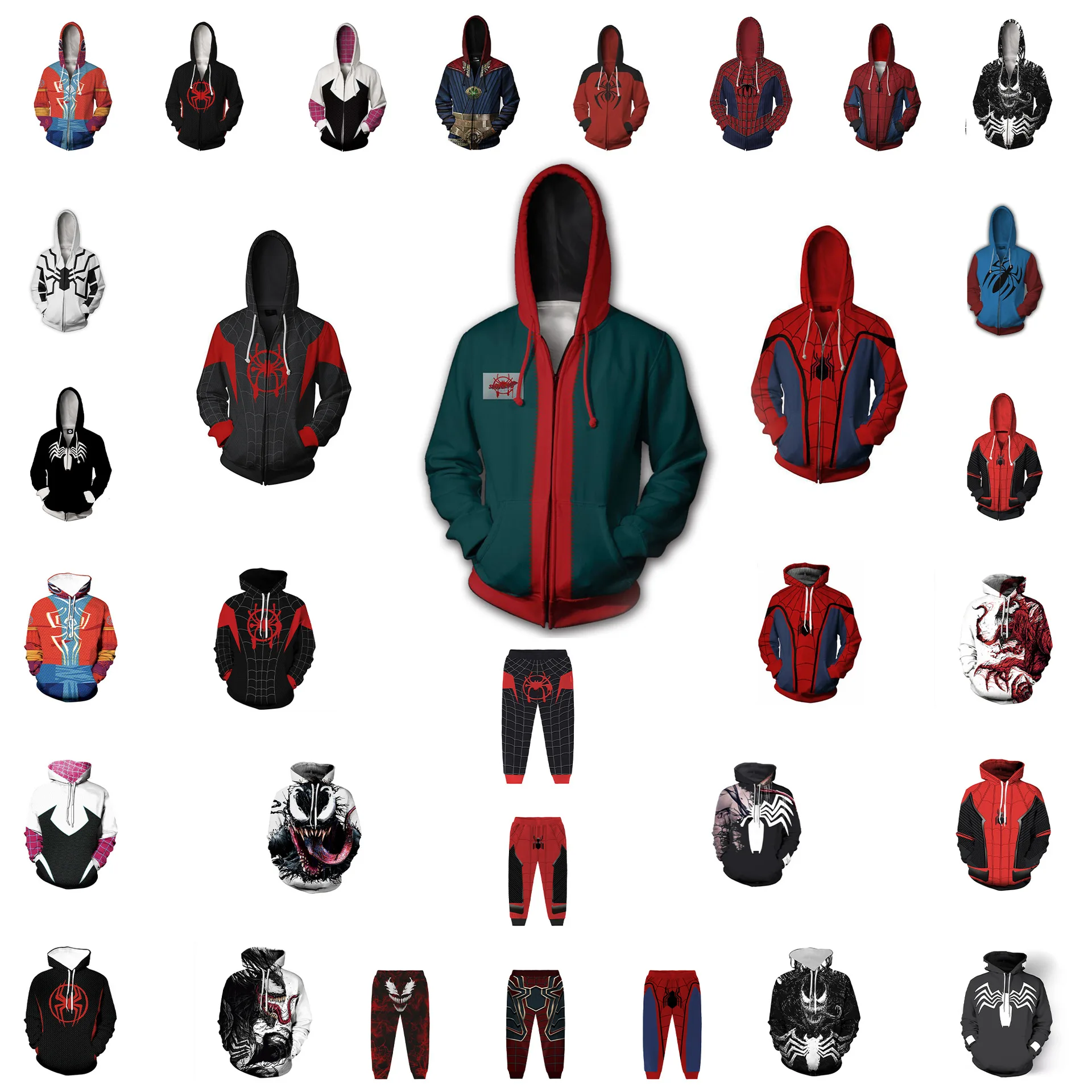 Superhero 3D digital printed hooded cardigan sports hoodie cosplay movie merchandise jacket and pants