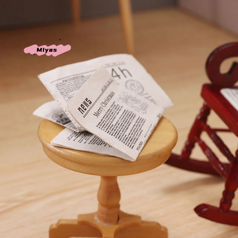 1Set 1/12 Scale Dollhouse Miniature Retro Newspaper Model Simulation Home Furniture Accessories
