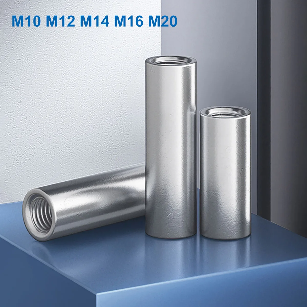 ステンレス鋼の延長,1ピースm10 m12 m14 m16 m20 304,丸みを帯びたカップリング,ナット接続スリーブ