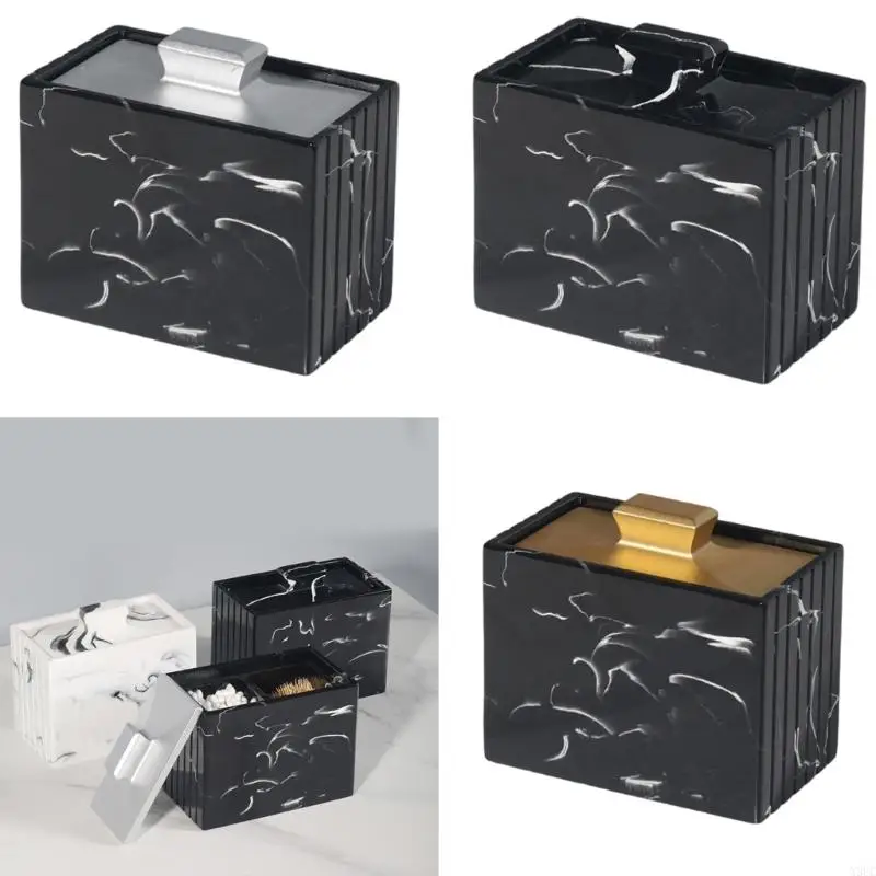 

Resin Toothpick Holder With Decorative Cover Cotton Swab Storage Case for Home X3UC