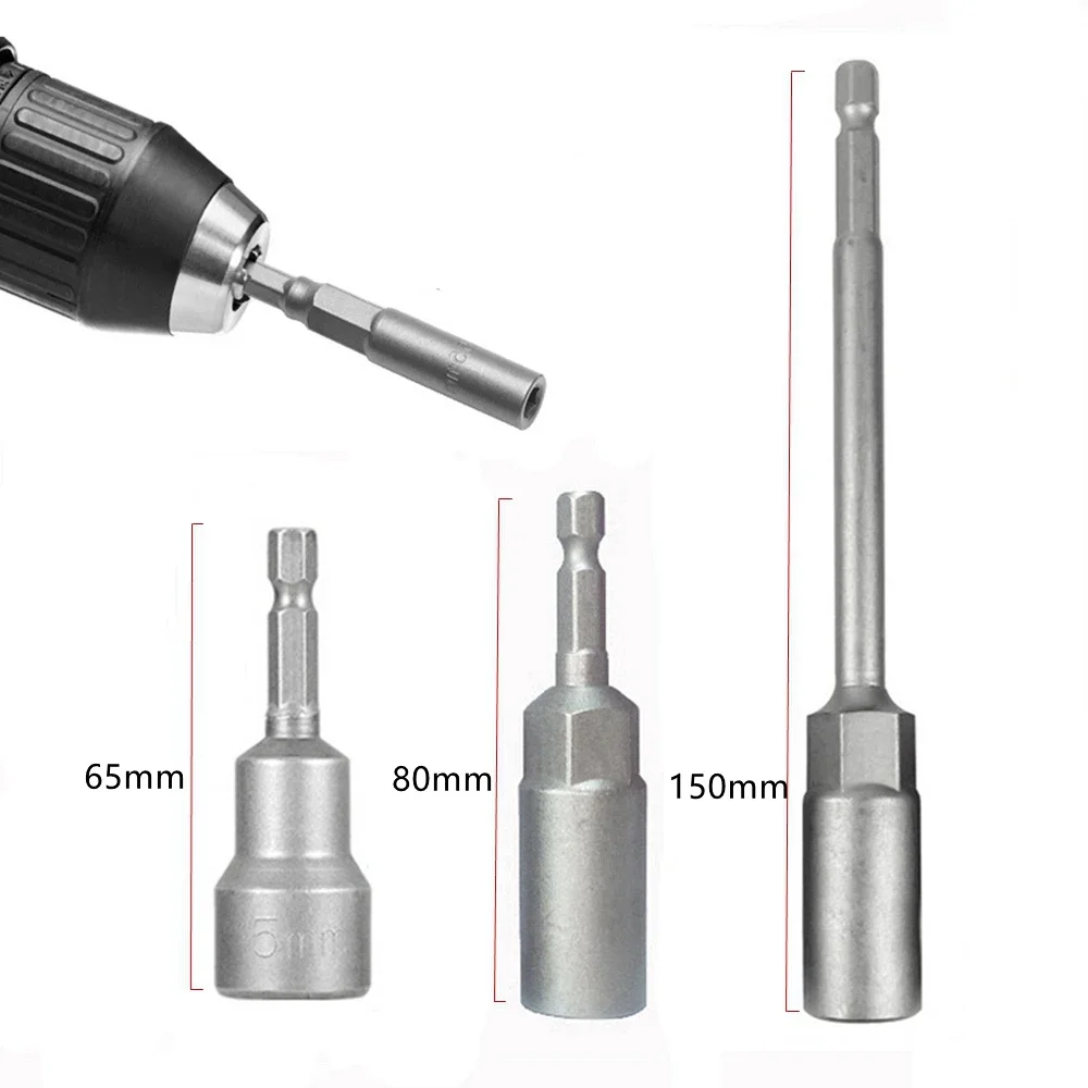 Imagem -02 - Krachtige-hex Bicos Manga Soquete Nut Conjunto Driver Brocas de Energia Impact Drivers Ferramentas de Reparação 65 mm 80 mm 150 mm