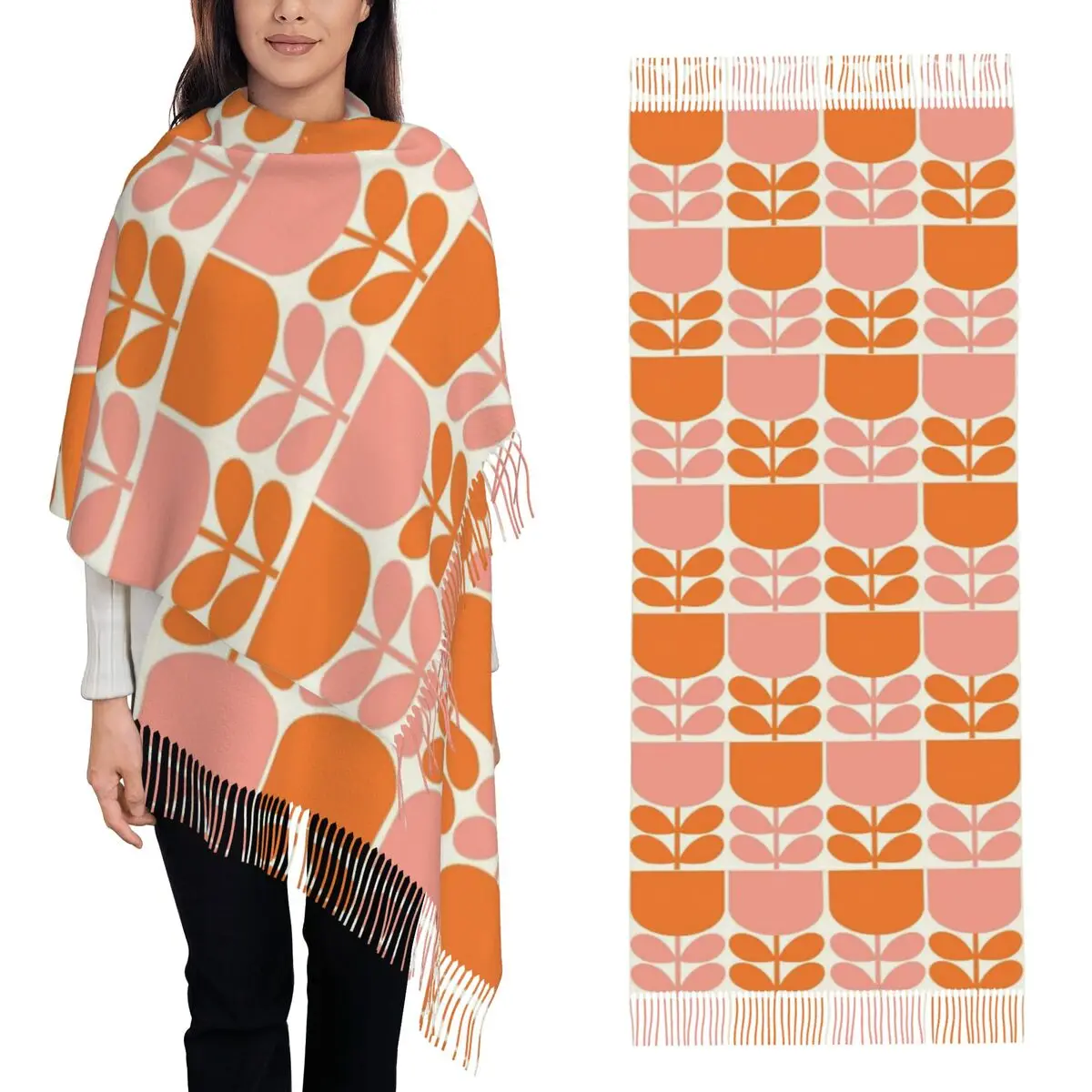 

Весенний шарф с кисточками Bloom Orla Kiely, женские мягкие теплые шали и накидки, длинная осенне-зимняя шаль