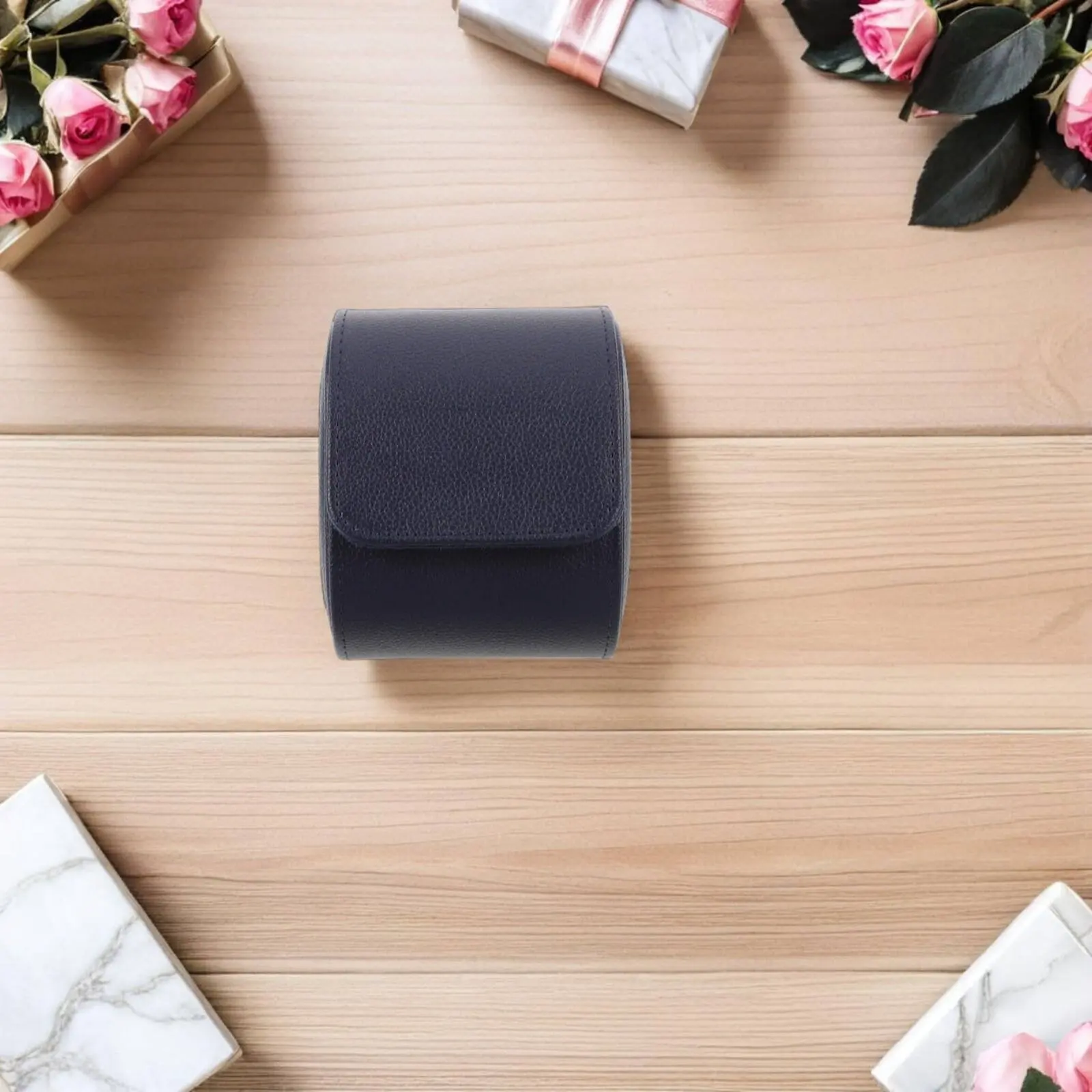 

PU Leather Watch Roll Lightweight Single Watch Storage Box Individual Accessory Organizer Luxurious Lined Removable Pillow