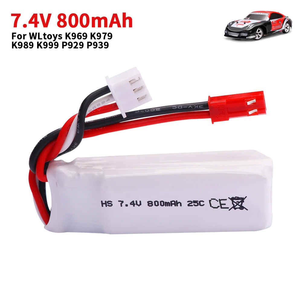 ترقية 7.4 فولت 800 مللي أمبير 2S بطارية ليبو ل WLtoys K979 K969 K989 K999 P929 قطع غيار السيارات التحكم عن بعد لبطارية سيارات صغيرة q 1/28 RC