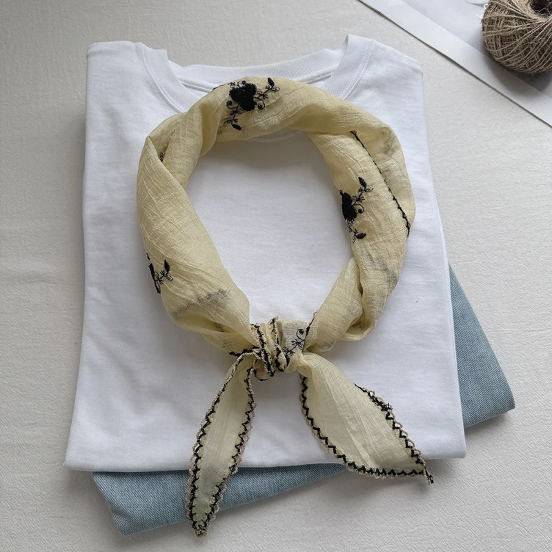 Pañuelo Triangular Artístico Retro COISINI R, Pañuelo de Cabeza de Verano para Mujer, Estilo Coreano, Corbata Pequeña Mo...