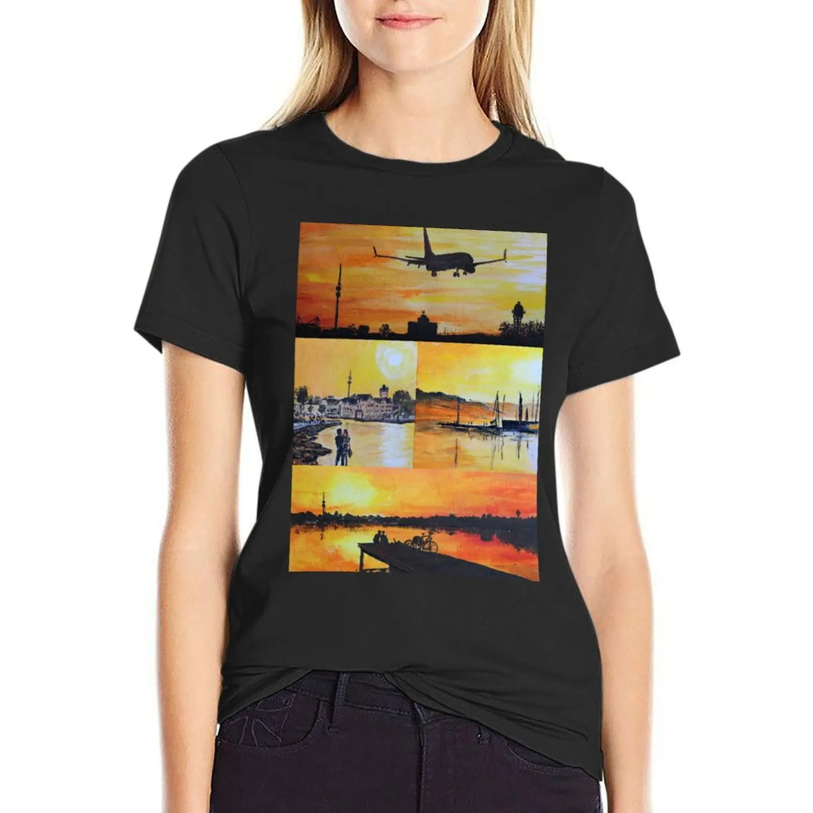 

Evening mood at the Phoenixsee T-shirt anime clothes Blouse oversized t shirts for Women