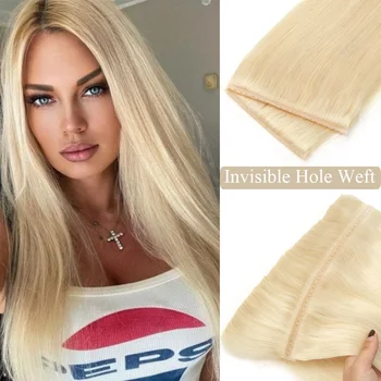 حقن مزدوج XO هول لحمة شعر الإنسان غير مرئية التوأم تبويب لحمة العسل وصلات شعر أشقر سحب من خلال الشعر الصغير