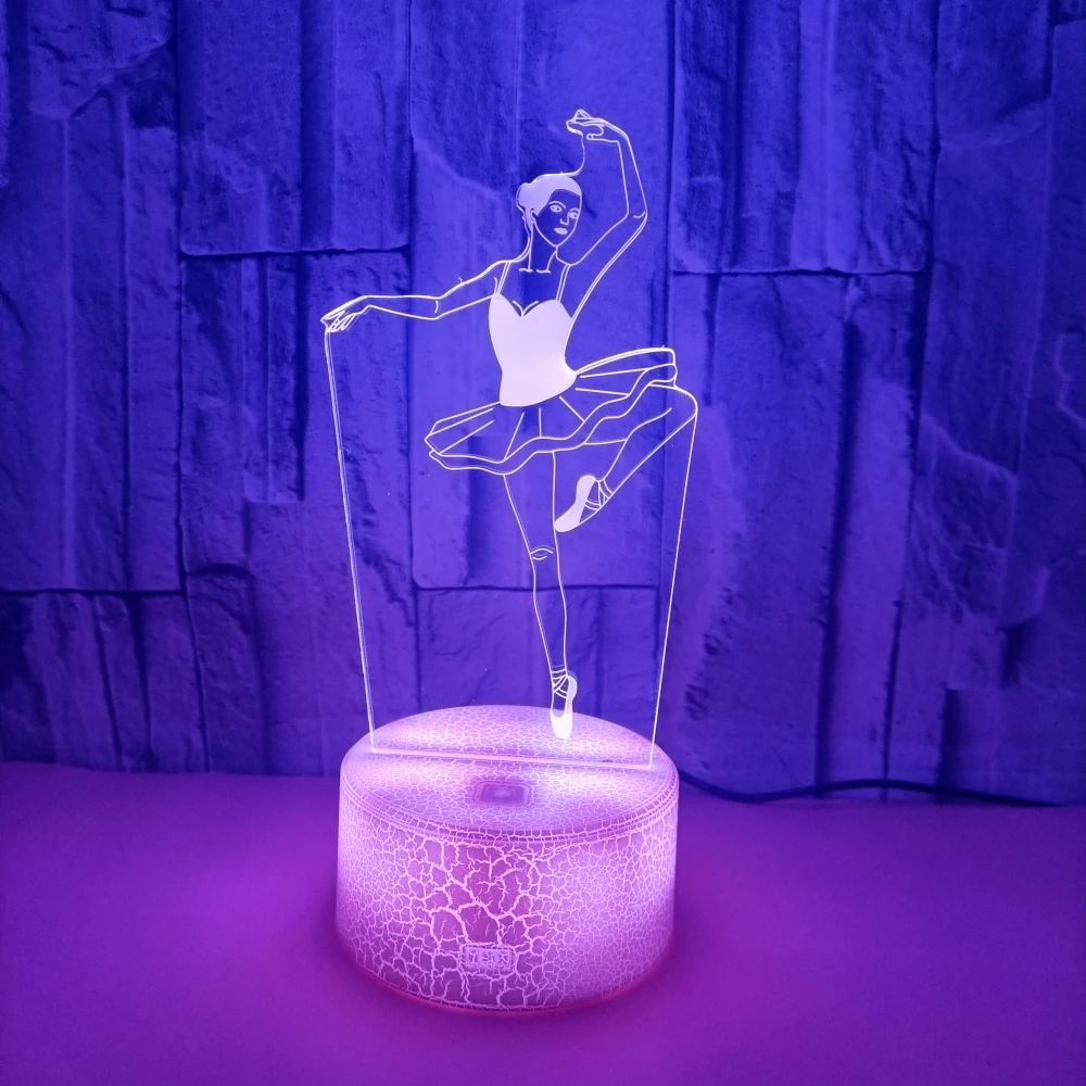 Bailarina de Ballet luz nocturna 3D ilusión bailarina lámpara de mesa para decoración de dormitorio vacaciones navidad regalo de cumpleaños para