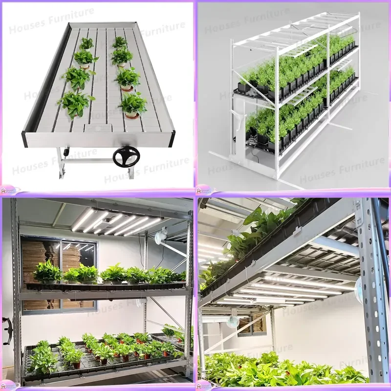 Mobile Vertical Planting Rack Galvanized Steel Nursery Bed Welded Mesh Agricultural Greenhouse Seedling Tray Shelf Hydroponic