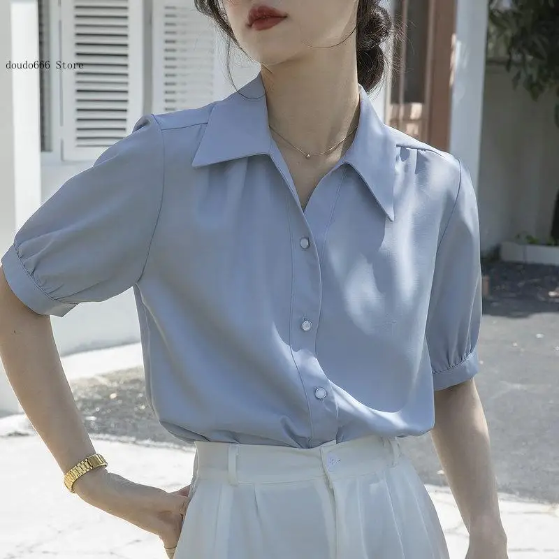 Chiffon Shirt Women's Summer Design Sense French Loose and Lazy Style Temperament Versatile Short Sleeved Shirt