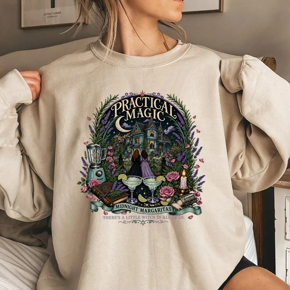 Practical Magic Midnight Margaritas Sweatshirt Witchy Halloween Spooky Season Pullover Gothic Punk Shirt Halloween Sweatshirts