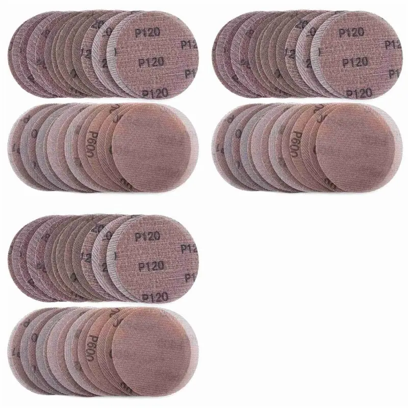 

【КОМПЛЕКТЫ】90 шт. сетчатые шлифовальные диски 125 мм, зернистость 80-600, шлифовальная бумага с крючком и петлей, сухие абразивные диски для сменных подушечек для шлифовальной машины