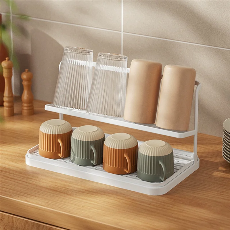 ABJO-ขาตั้งถ้วยกาแฟเกรดอาหารชั้นวางถ้วยโลหะขาตั้งชั้นเก็บของอเนกประสงค์กันสนิมที่วางท่อระบายน้ําถ้วยกาแฟ