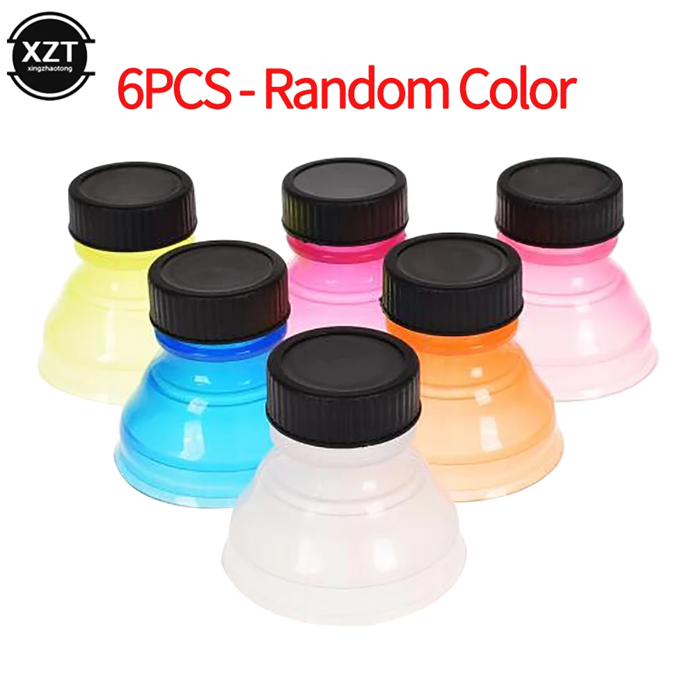 6PC Reusable Creative Bottle Top Lid Plastic Beer Water Dispenser Lid Protector Cap Waterproof Gasproof Practical Can Seal Cover