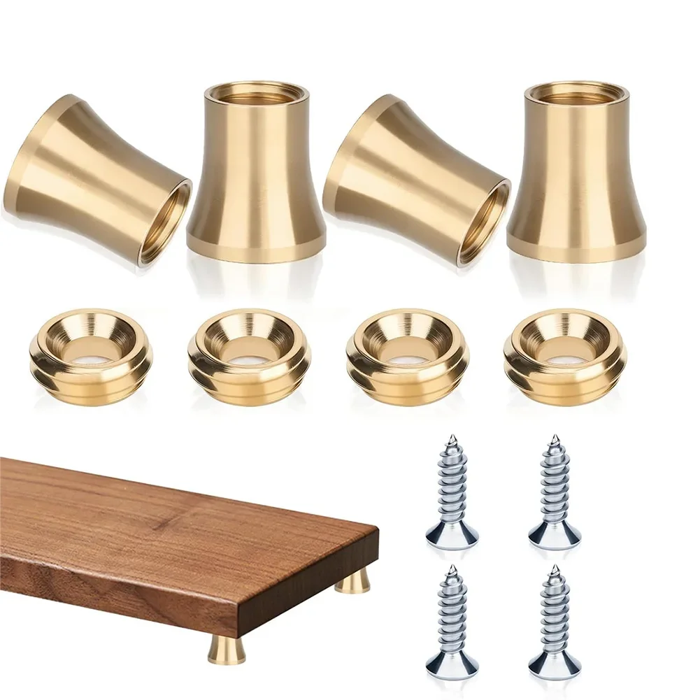 Non-slip Pads Board Feet Set For Kitchen Use Brass Foot Pads For Chopping Board Polished Finish Anti-skid Design