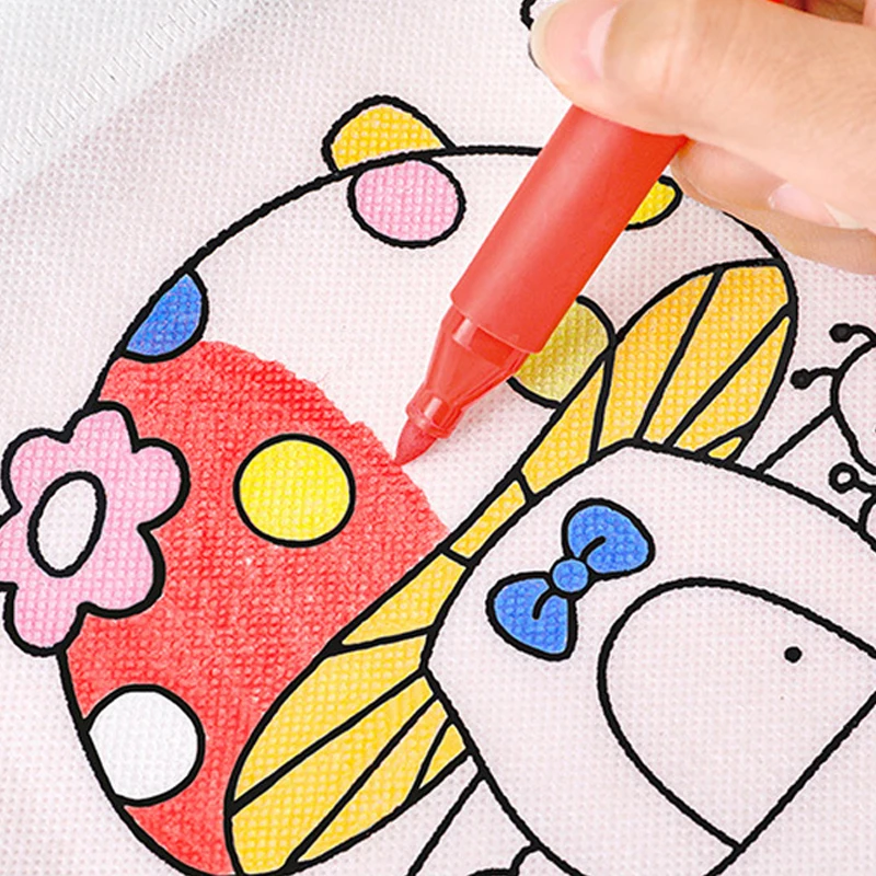 5개/세트 어린이 그림 장난감 양면 낙서 가방 부직포 유아 교육 퍼즐 그리기 장난감 TMZ