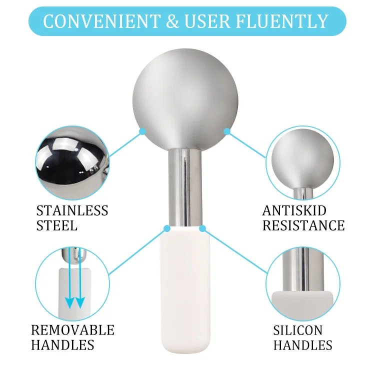 Mini 2pcs Ice Globes Stainless Steel Cryo Sticks for Face Eye Facial Cold Roller Cooling Globe for Puffiness Wrinkle Dark Circle