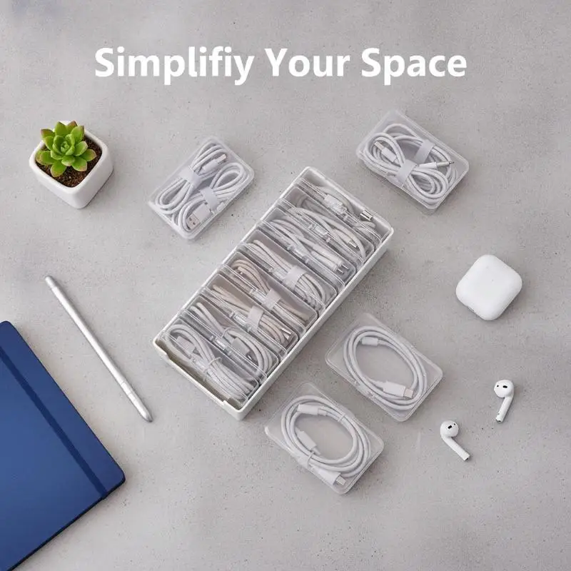 BPA Free Transparent Multi Compartment Storage Box Clear Organizer for Cables Batteries Chargers Desktop Use