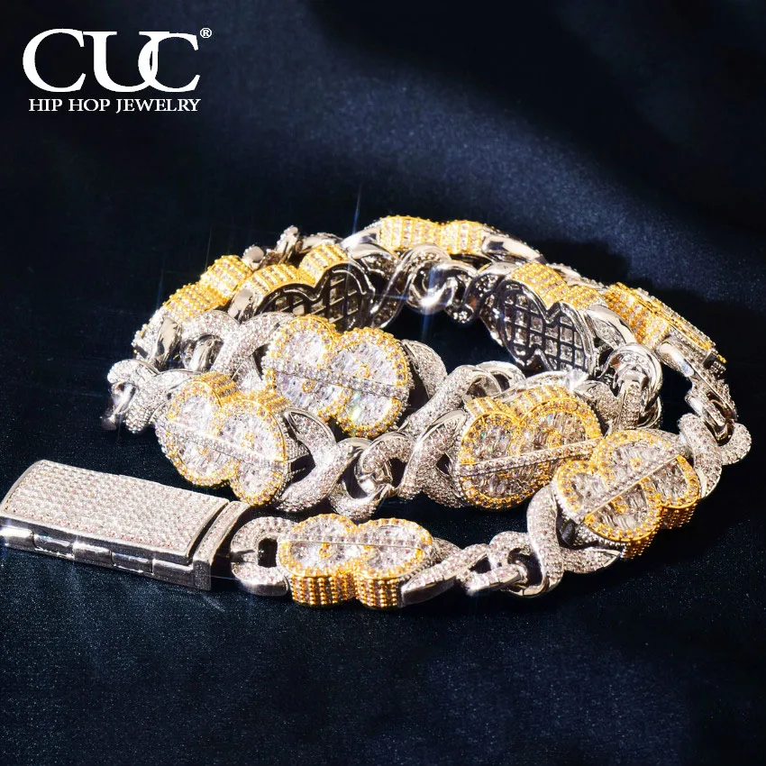 

CUC Dollar Baguette Sign Infinity Cuban Box Link Iced Out AAAA Zircon Miami Necklace Fashion Men Women Hip Hop Jewelry 14MM