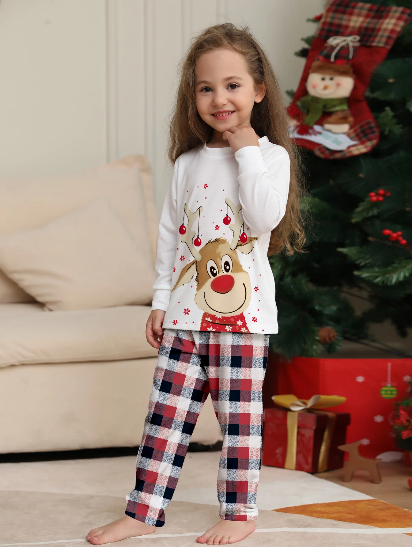 Family Christmas Matching Clothes Set Cute Deer Adult Kid Baby Matching Outfits Top+Pants Xmas Soft Casual Sleepwear Pyjamas