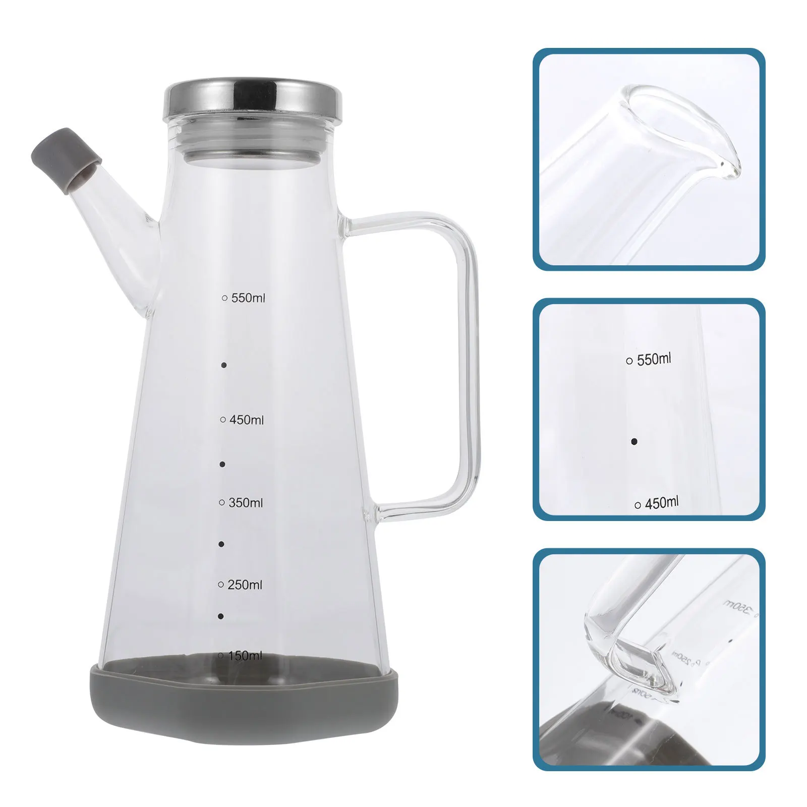 

1Pcs High Borosilicate Glass Oil Bottle Large Capacity Transparent Kitchen Container for Olive Oil Vinegar Soy Sauce Storage