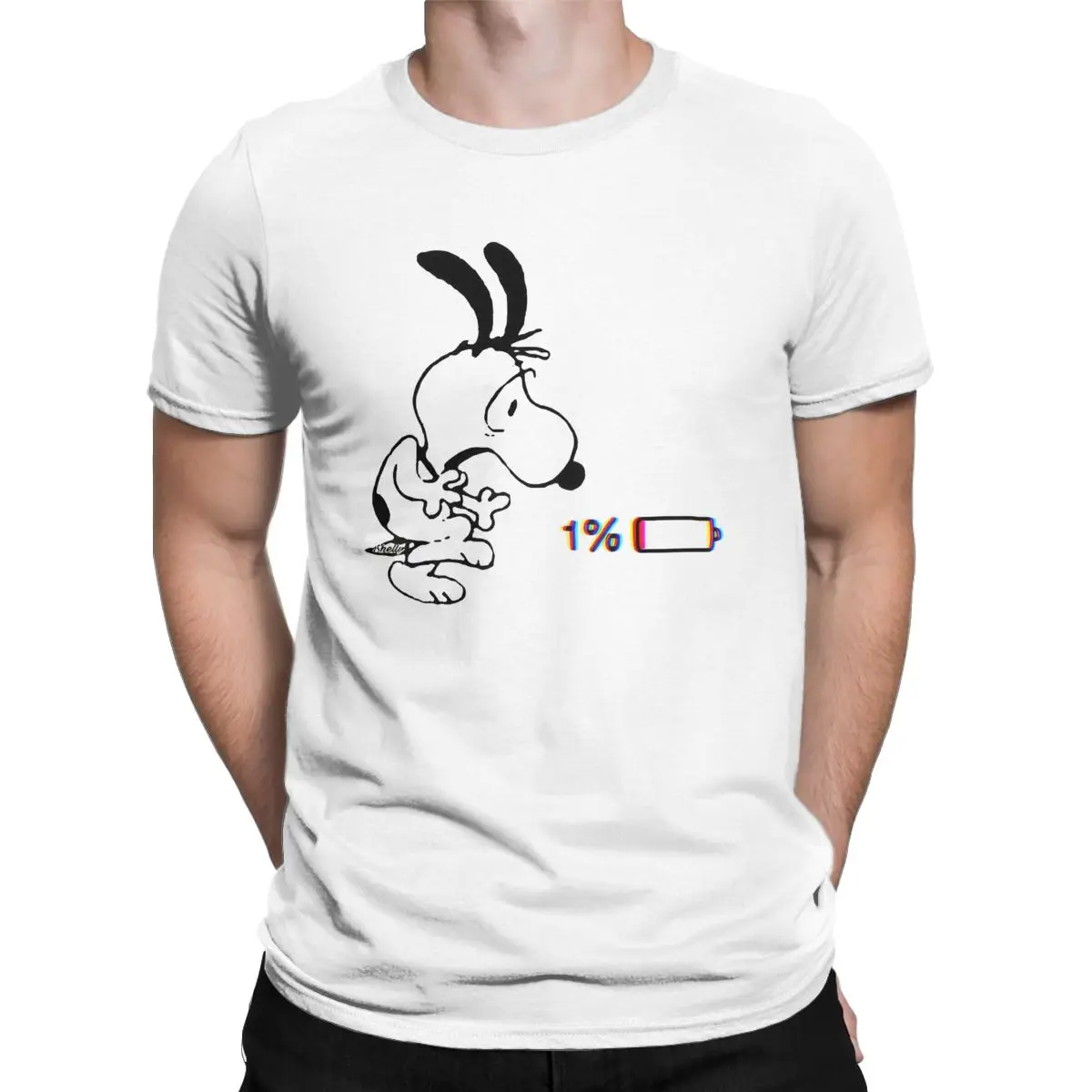 Peanuts Snoopy 1% Quantity Of Electric T Shirt for Men Pure Cotton Funny T-Shirts Crewneck Tees Short Sleeve Tops Gift